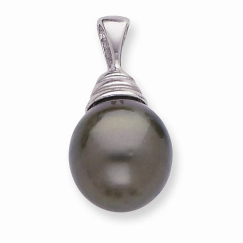 14k White Gold 10-11mm Salt Water Cult. Tahitian Pearl Drop Pendant, Pendants for Necklace
