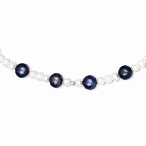 14K White Gold Fwc Peacock Pearl with Mirror Bead Necklace