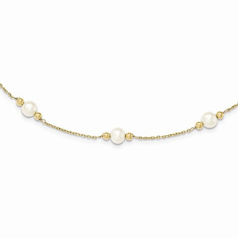 14K Yellow Gold and Fresh Water Cultured Pearl Bead Bracelet