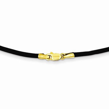 14K Yellow Gold Black Leather Cord Necklace