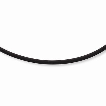 14K White Gold with White Clasp Black Rubber Cord Necklace