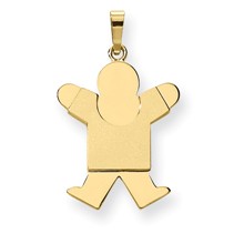 14k Gold Solid Satin Engravable Boy Jumping Charm hide-image