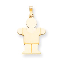 14k Gold Solid Satin Engravable Boy Charm hide-image