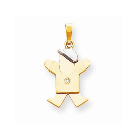 14k Gold Two-tone AA Diamond Kid Pendant, Stylish Pendants for Necklace