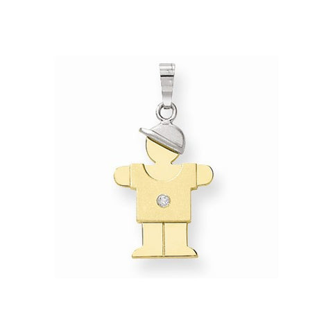 14k Gold Two-tone AA Diamond Kid Pendant, Classy Pendants for Necklace