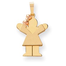 14k Gold Two-Tone Small Girl on Left Engravable Charm hide-image