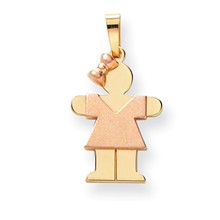 14k Gold Two-Tone Small Girl w/ Bow on Left Engravable Charm hide-image