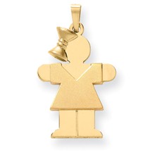 14k Gold Solid Engravable Girl w/Bow on Left Charm hide-image