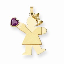 14k Gold Girl with CZ June Birthstone Charm hide-image