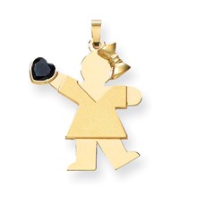 14k Gold Girl with CZ September Birthstone Charm hide-image