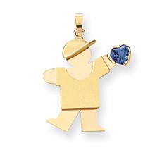 14k Gold Boy with CZ December Birthstone Charm hide-image