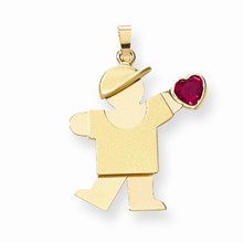 14k Gold Boy with CZ July Birthstone Charm hide-image