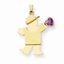 14k Gold Boy with CZ June Birthstone Charm hide-image