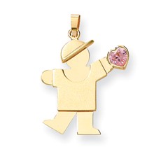 14k Gold Boy with CZ October Birthstone Charm hide-image