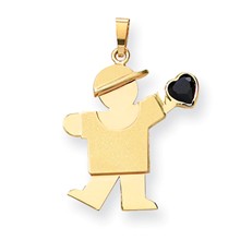 14k Gold Boy with CZ September Birthstone Charm hide-image