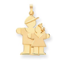 14k Gold Big Boy & Little Girl Engravable Charm hide-image