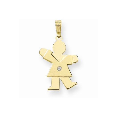 14k Gold AA Diamond Kid Pendant, Charm