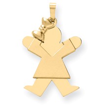 14k Gold Solid Engravable Girl with Bow on Left Charm hide-image