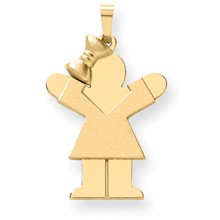 14k Gold Solid Engravable Girl with Bow on Left Charm hide-image