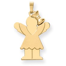 14k Gold Solid Engravable Girl with Bow on Right Charm hide-image