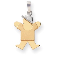 14k Gold Two-Tone Small Boy with Hat on Right Engravable Charm hide-image