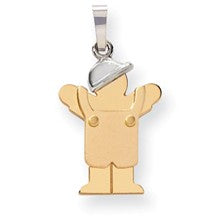 14k Gold Two-Tone Small Boy with Hat on Left Engravable Charm hide-image