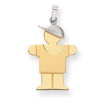 14k Gold Two-Tone Large Boy with Hat on Right Engravable Charm hide-image