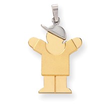 14k Gold Two-Tone Large Boy with Hat on Right Engravable Charm hide-image