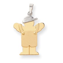 14k Gold Two-Tone Large Boy with Hat on Left Engravable Charm hide-image