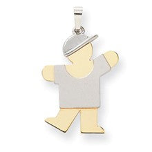 14k Gold Two-Tone Large Boy with Hat on Left Engravable Charm hide-image