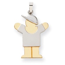 14k Gold Two-Tone Large Boy with Hat on Right Engravable Charm hide-image