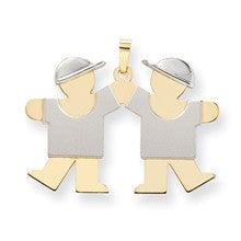 14k Gold Two-Tone Large Double Boys Engravable Charm hide-image