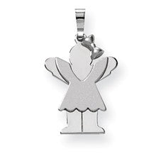 14k White Gold Small Girl with Bow on Right Engravable Charm hide-image