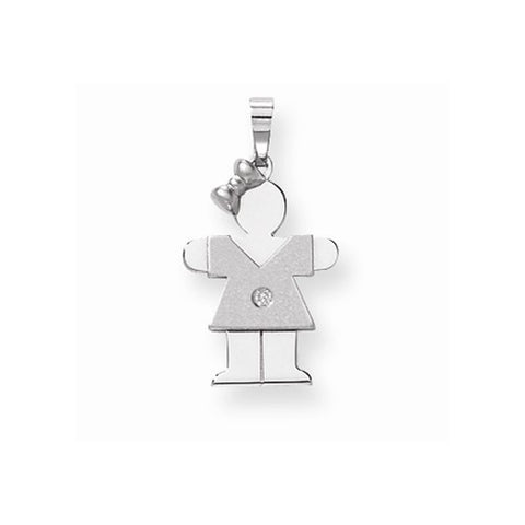 14k White Gold AA Diamond Kid Pendant, Exquisite Pendants for Necklace