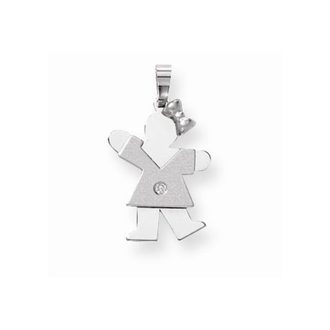 14k White Gold AA Diamond Kid Pendant, Fine Pendants for Necklace