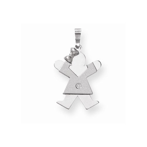14k White Gold AA Diamond Kid Pendant, Pendants for Necklace