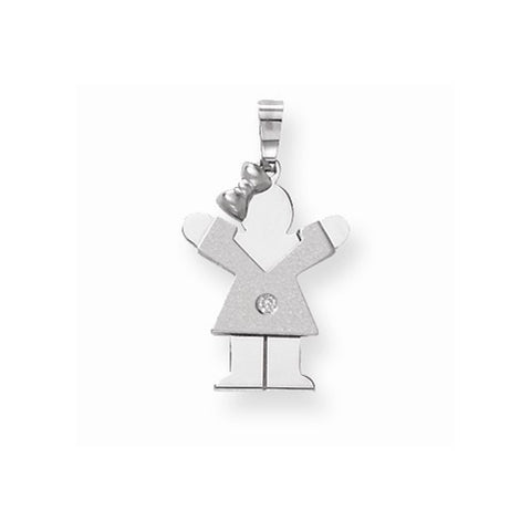 14k White Gold AA Diamond Kid Pendant, Pretty Pendants for Necklace