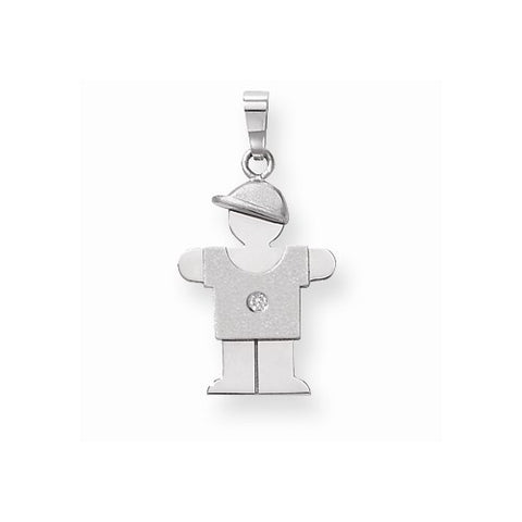 14k White Gold AA Diamond Kid Pendant, Lovely Pendants for Necklace