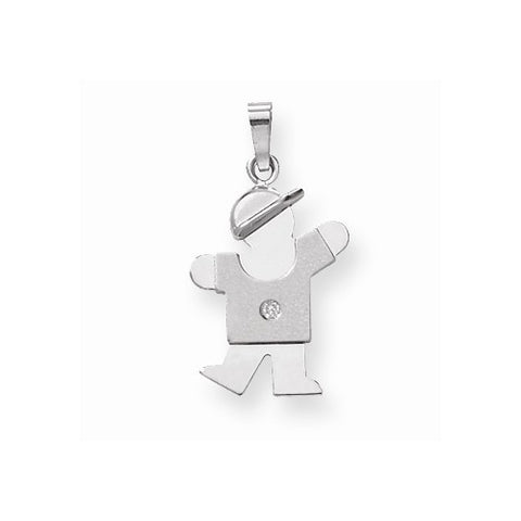 14k White Gold AA Diamond Kid pendant, Stylish Pendants for Necklace