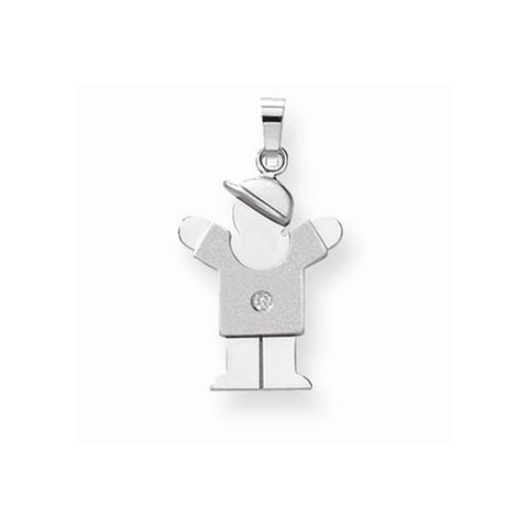 14k White Gold AA Diamond Kid pendant, Alluring Pendants for Necklace