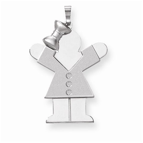 14k White Gold AA Diamond Kid pendant, Charm
