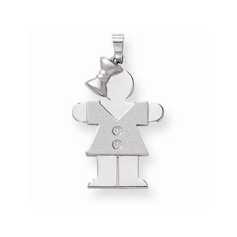 14k White Gold AA Diamond Kid pendant, Adorable Pendants for Necklace