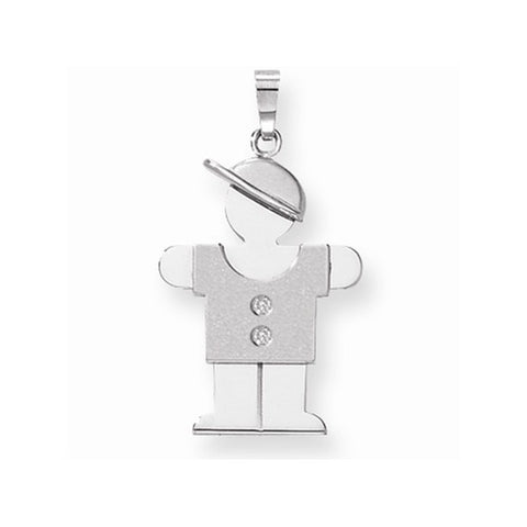 14k White Gold AA Diamond Kid Pendant, Fine Pendants for Necklace