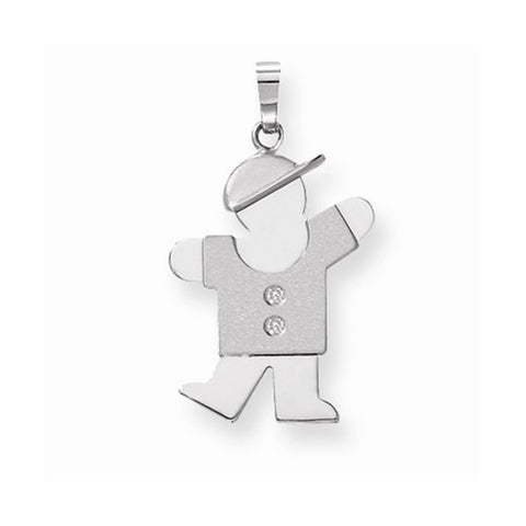 14k White Gold AA Diamond Kid Pendant, Pendants for Necklace