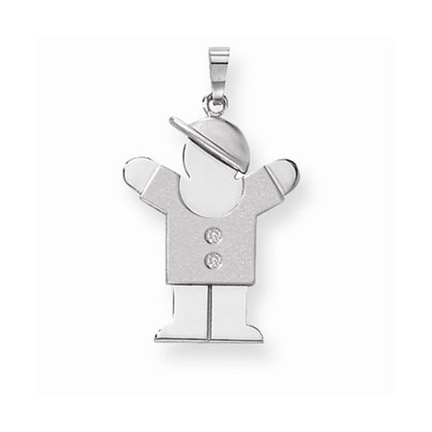 14k White Gold AA Diamond Kid Pendant, Gorgeous Pendants for Necklace