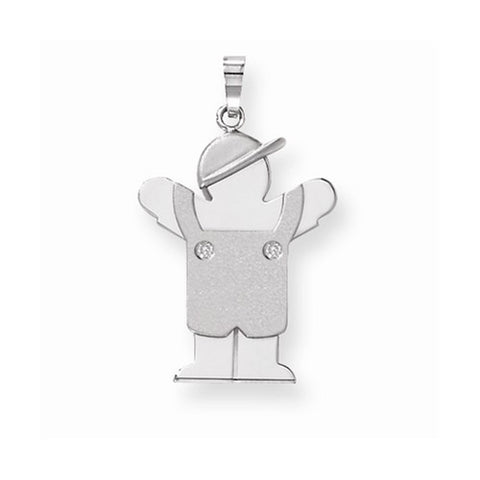 14k White Gold AA Diamond Kid Pendant, Lovely Pendants for Necklace