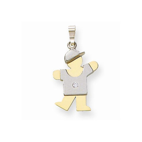 14k Gold Two-tone AA Diamond Kid Pendant, Stylish Pendants for Necklace
