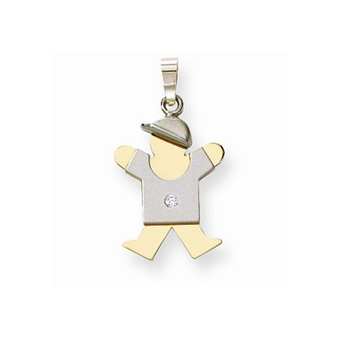 14k Gold Two-tone AA Diamond Kid Pendant, Classy Pendants for Necklace