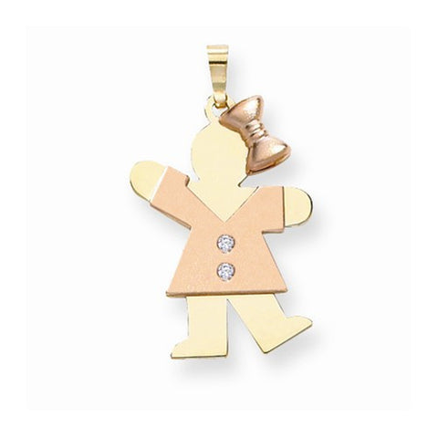 14k Gold Two-tone AA Diamond Kid Pendant, Charm