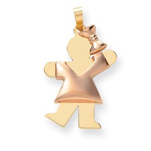 14k Gold Two-Tone Puffed Girl with Bow on Right Engravable Charm hide-image